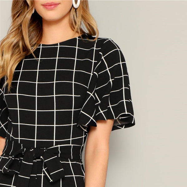 Alora Grid Print Playsuit